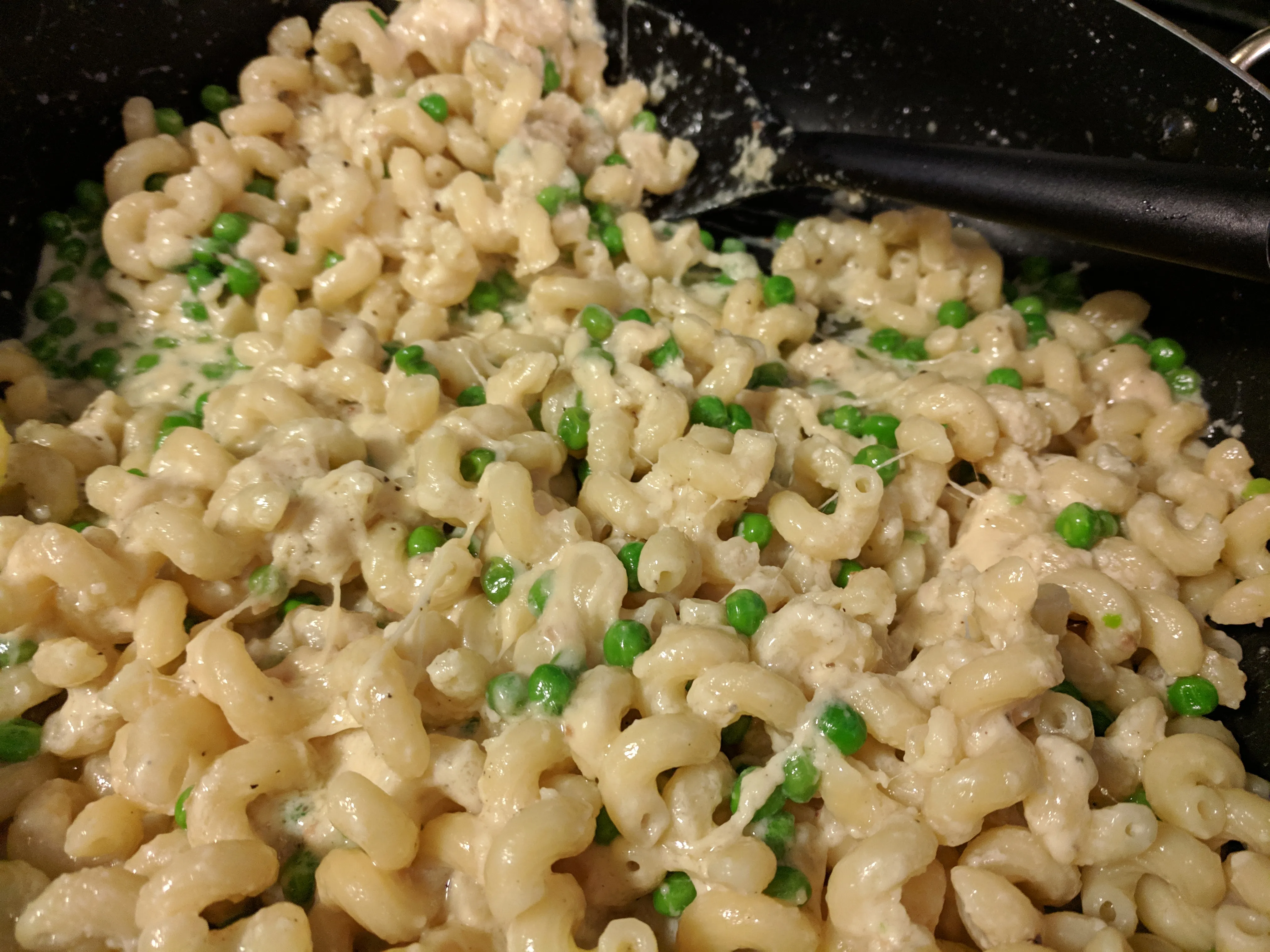 close up view of Lemon and Pea Alfredo