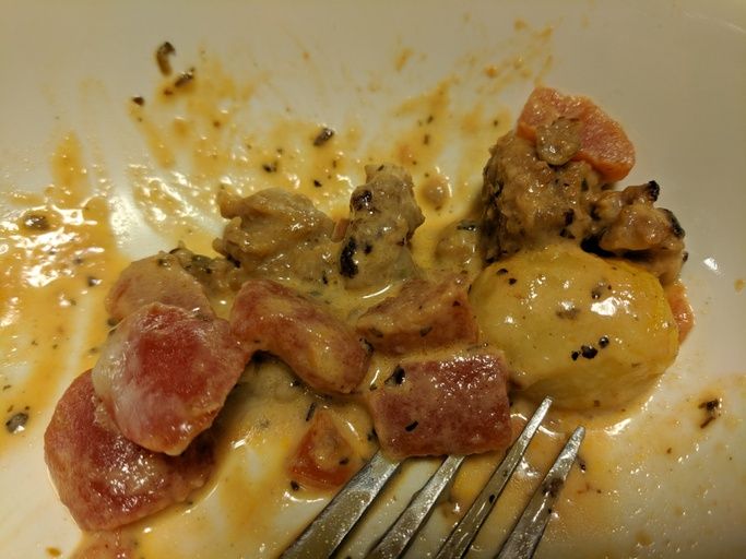 close up view of Cheesy Gnocchi and Sausage Skillet
