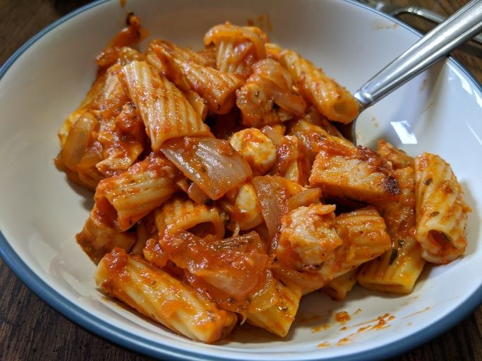 close up view of Chicken Mozzarella Pasta