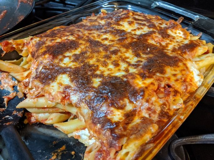 close up view of Classic Baked Ziti