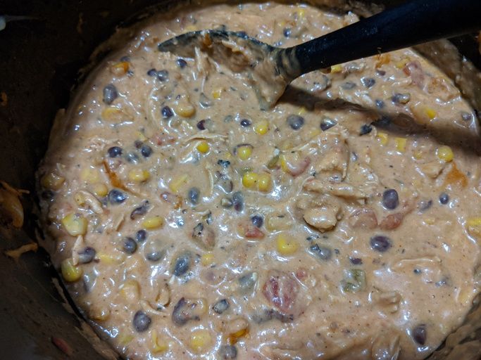 close up view of Creamy Chicken Enchilada Soup