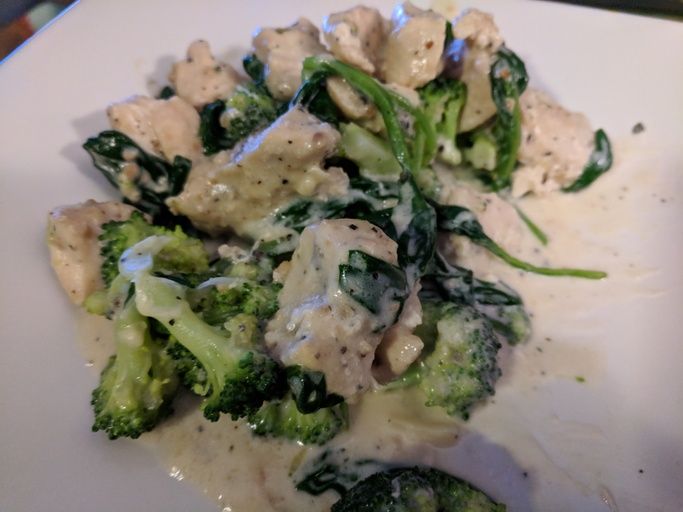 close up view of Creamy Parmesan Garlic Broccoli Chicken