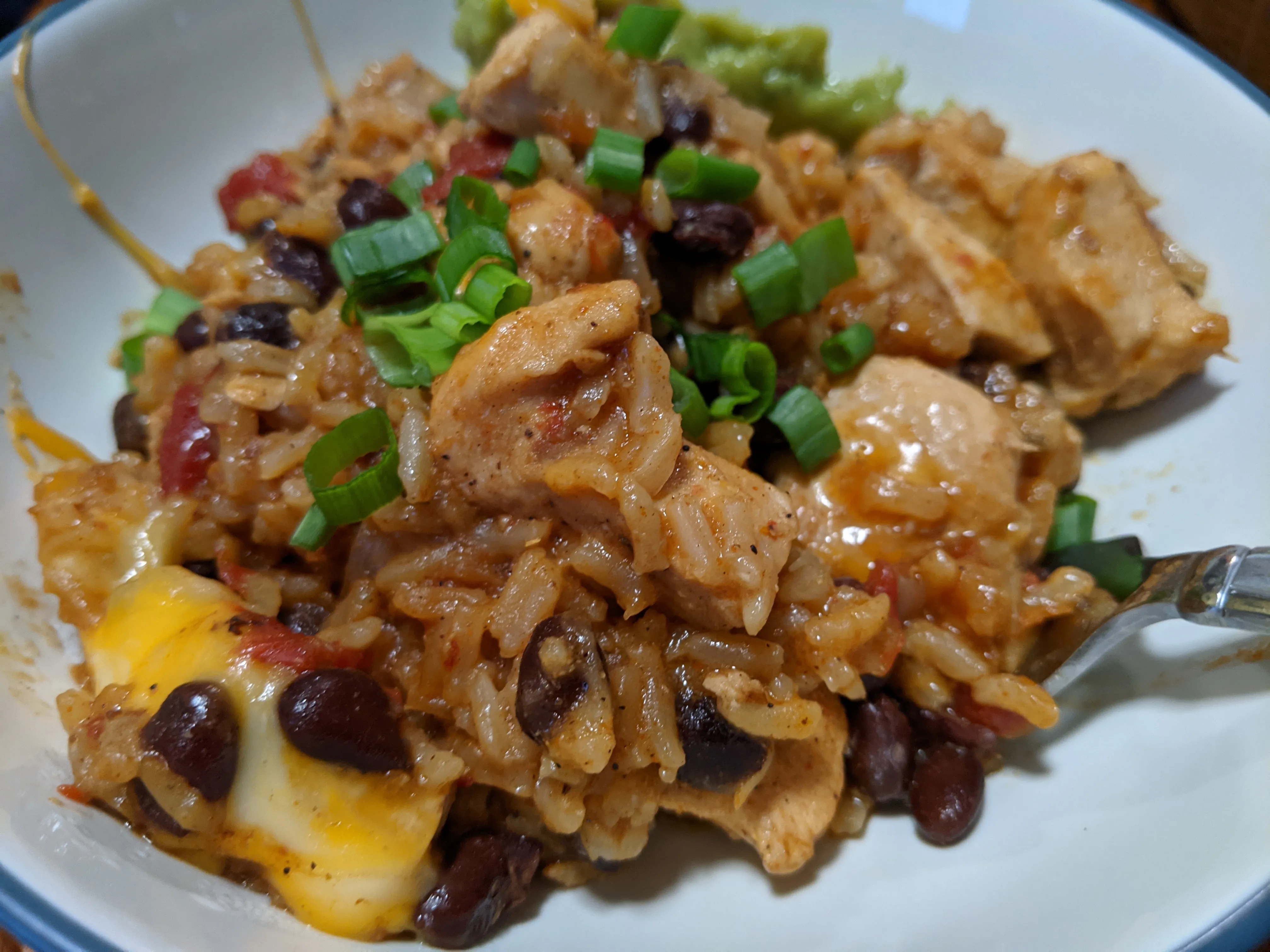 close up view of Instant Pot Chicken Burrito Bowl