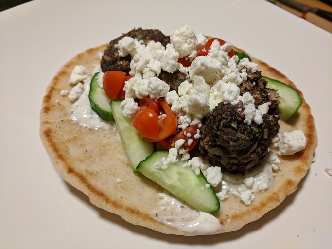 close up view of Greek Beef Meatballs