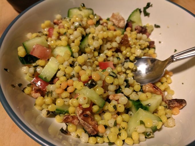 close up view of Lemon Herb Couscous Salad