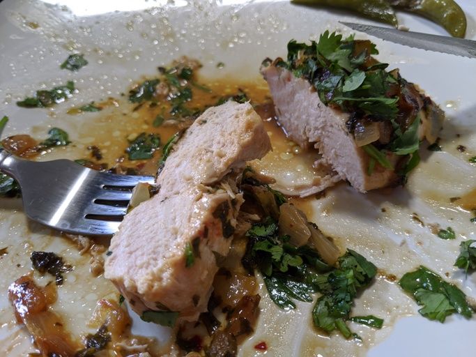 close up view of Skillet Chicken with Creamy Cilantro Lime Sauce