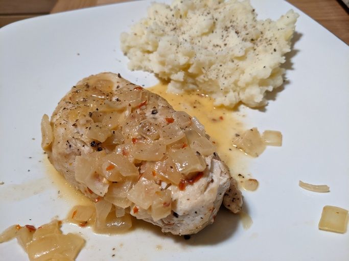 close up view of Skillet Chicken with Lemon Garlic Cream Sauce